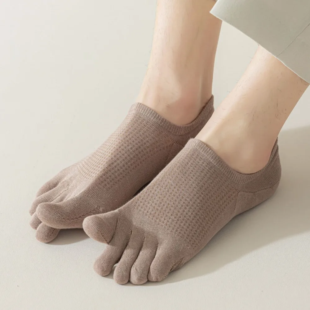 Calcetines cortos con punta abierta para hombre, calcetín elástico de algodón, absorbente del sudor, Color sólido