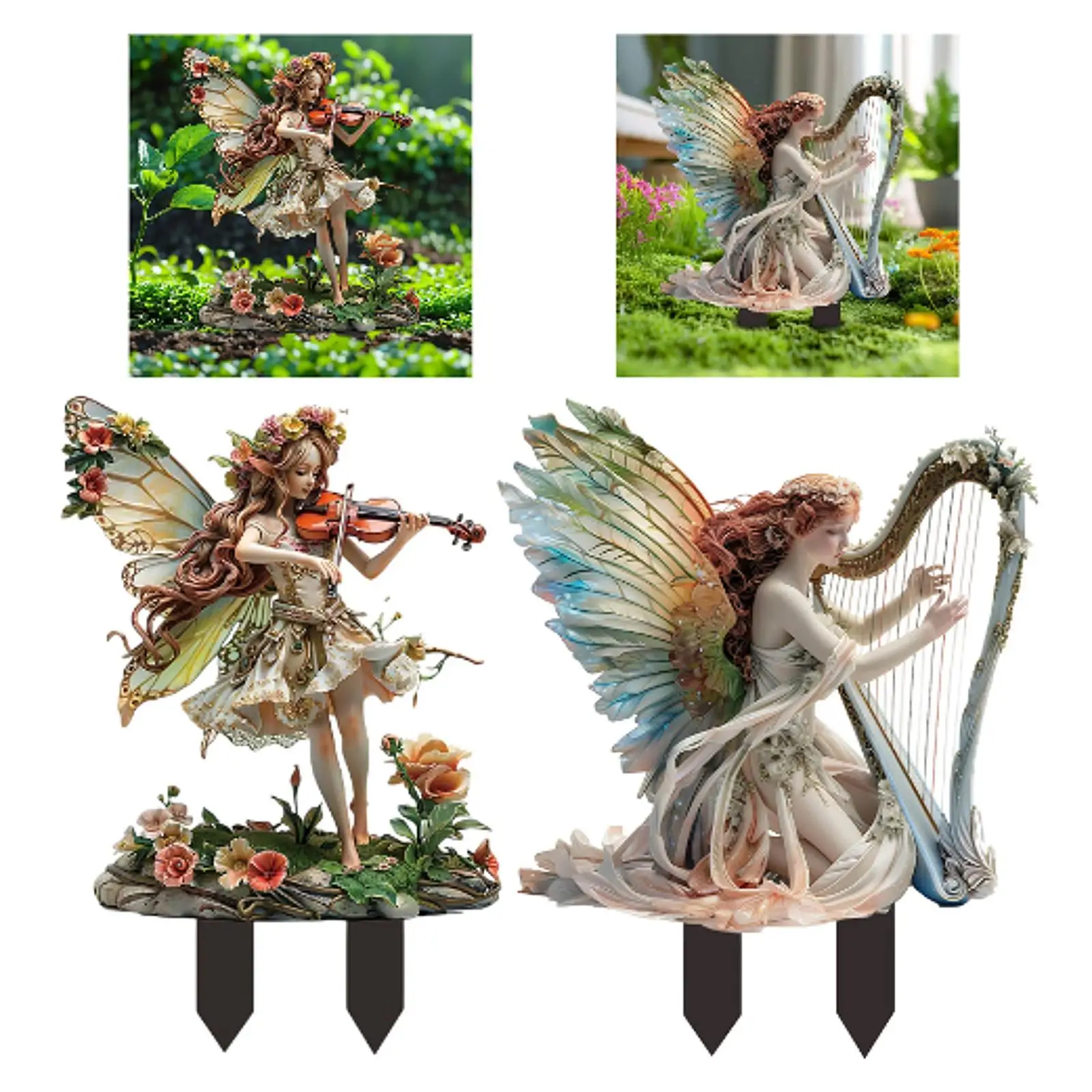 Elf Fairy Garden Stake 2D Outdoor Flowerbed Creative Patio Pathway Potted Plant Decoration Yard Art Decor Decorative Ornament