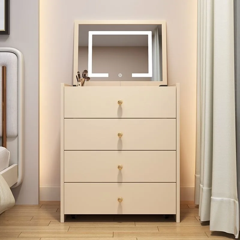 Multifunctional solid wood dressing table bedroom with drawers, large capacity bedside storage, vanity table integrated