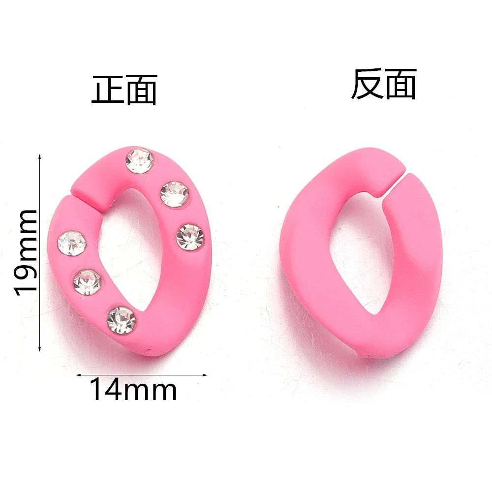 20pcs Acrylic Link Chain Buckle Beads Colorful Open Clasp Beads Connector With Diamond For DIY Jewelry Making Necklace KeyChain