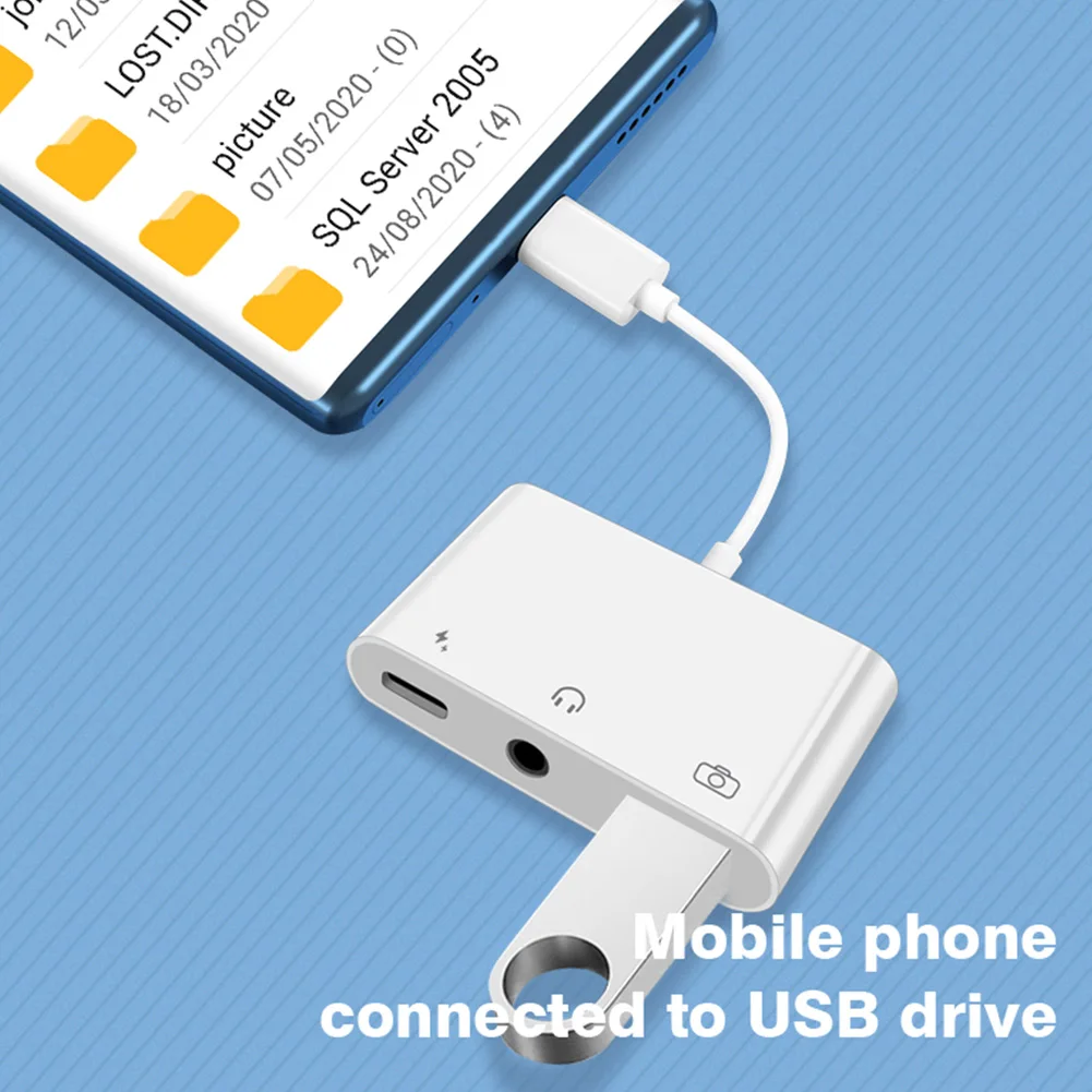 Byscoon 3 IN 1 Type C to USB 3.0 PD fast Charge Data Transmission 3.5mm OTG Adapter Converter for iPhone 15 headset Samsung