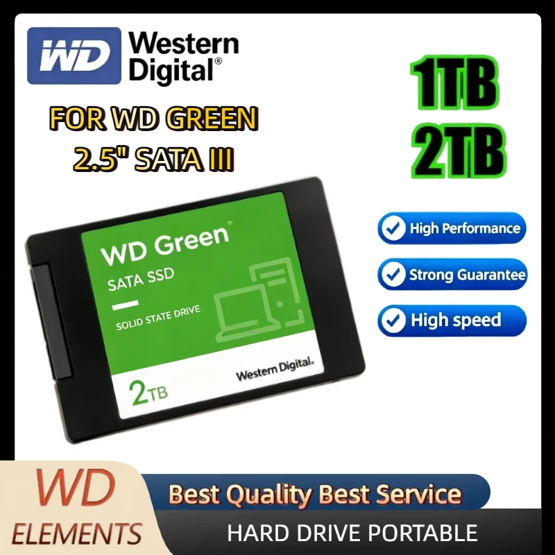 For WD GREEN 2.5" SATA III SLC internal Solid State Disk 1TB 2TB 4TB SSD Read Speed 545MB Hard Drive for Laptop Desktop
