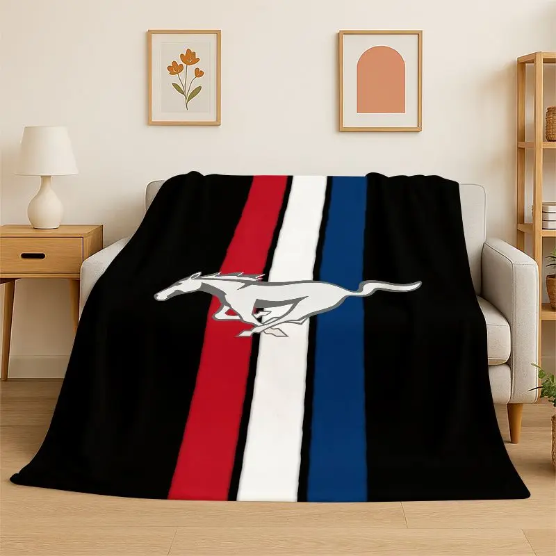 Retro M-Mustang Racing Car Soft Flannel Throw Blanket,Cozy Blanket for Bed,Couch,Sofa,Bedroom,Living Room,Travel,Picnic