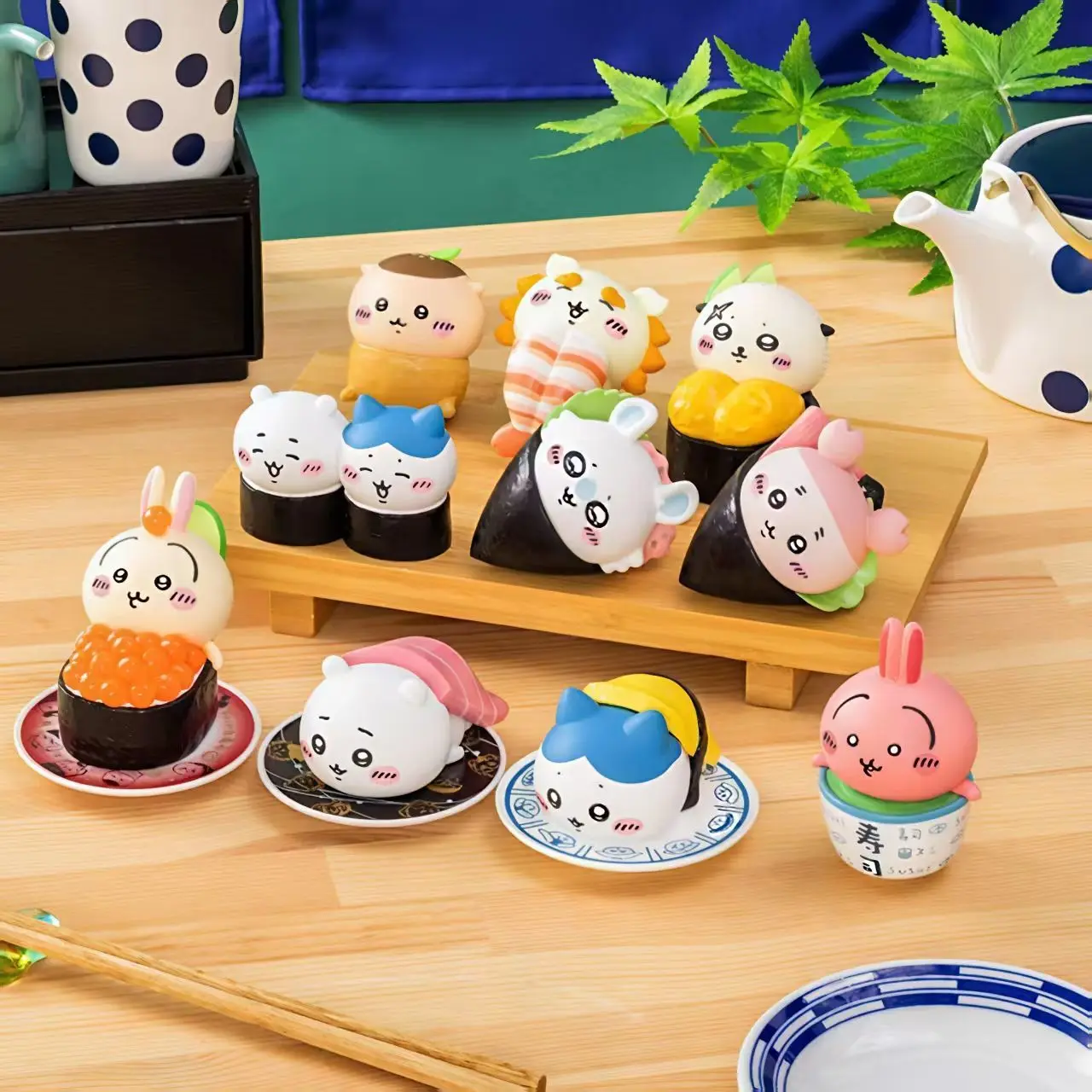 Set de Figuras con Temática de Sushi, Lindas Figuras de Anime de Usagi Hachiware Nigiri