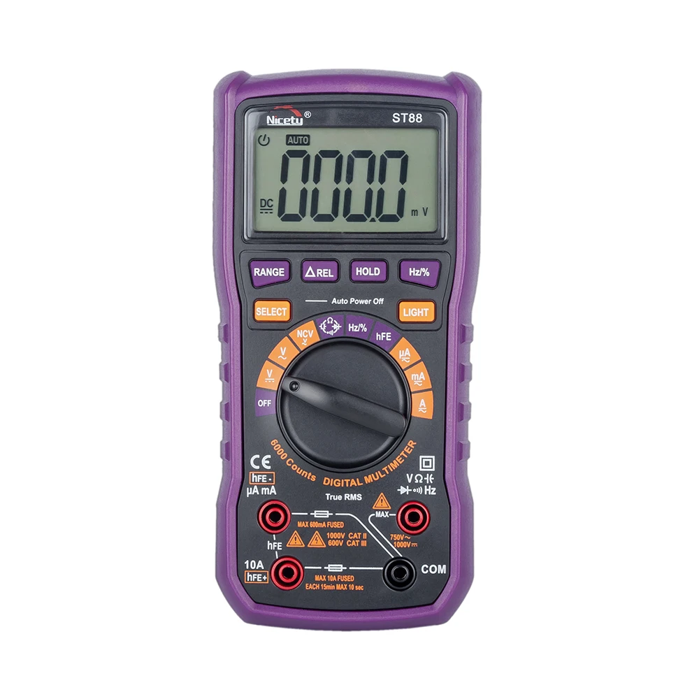 

Цифровой мультиметр с автоматическим выбором диапазона, измеритель напряжения постоянного/переменного тока, омметр, вольтметр, амперметр, тестер целостности цепи, тестер диодов, измеритель напряжения для домашнего использования