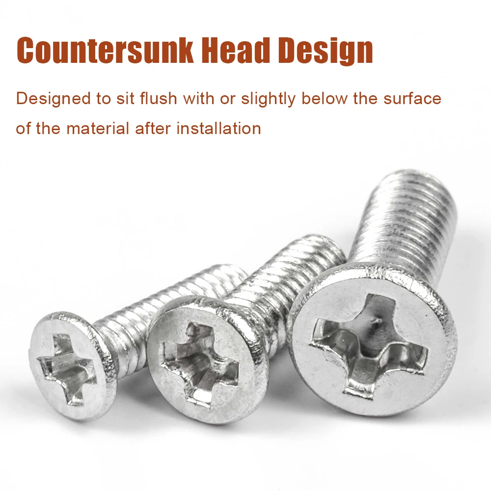 Śruba maszynowa z łbem płaskim wpuszczanym krzyżowo M1.2 M1.4 M1.6 M2 M2.5 M3 M4 M5 M6 304 Elektryczna mała śruba ze stali nierdzewnej z łbem krzyżowym