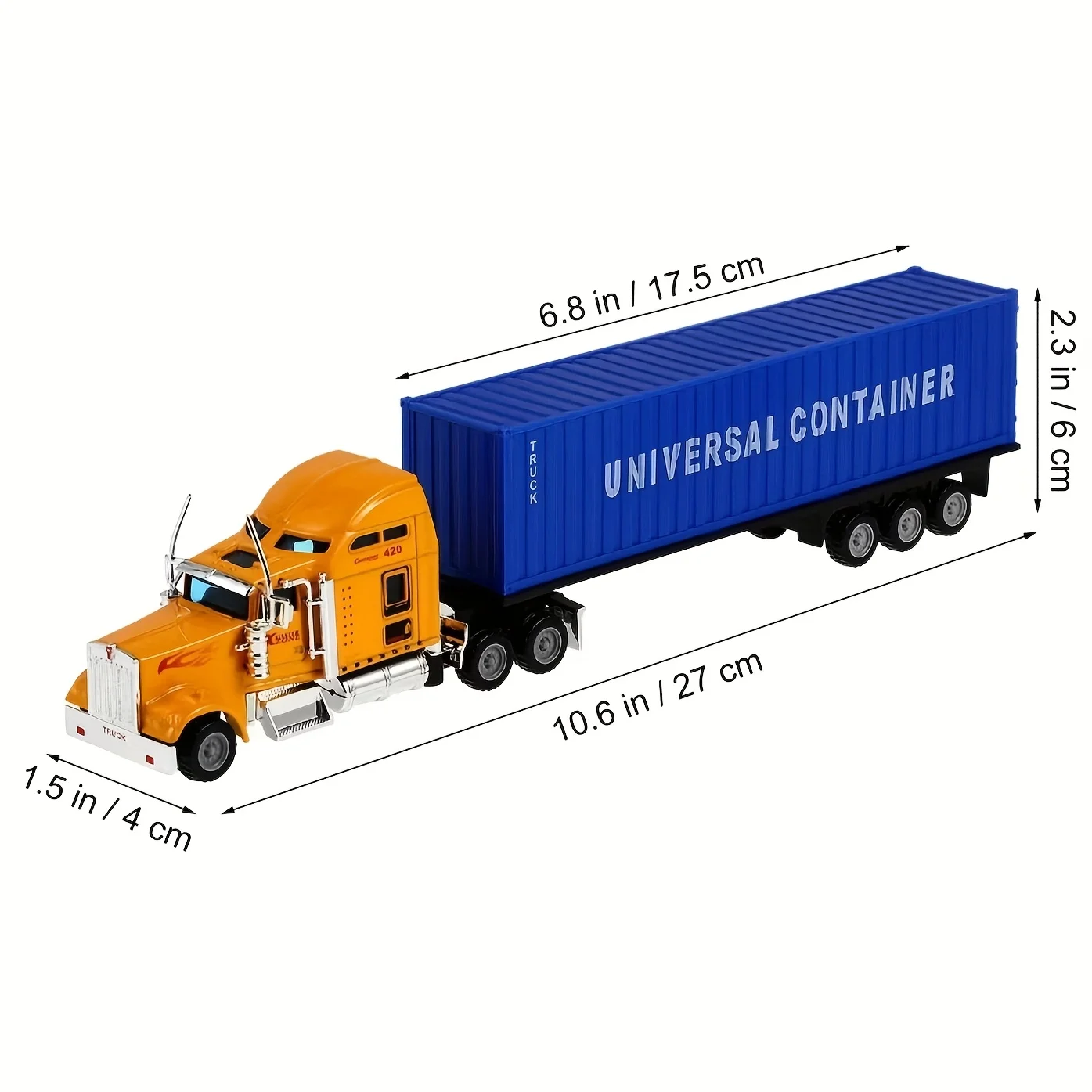 1pc, alloy large truck (color of the front end is random), simulation container transport vehicle, alloy car model, enjoyable pl