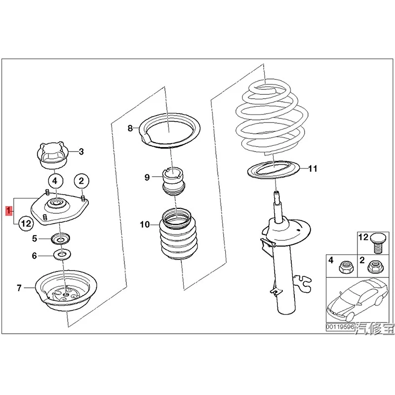 Para BMW Mini Cooper R50 R52 R53 Soporte de puntal delantero con rodamientos 31306778833 31306769741 31306764884 31306759498