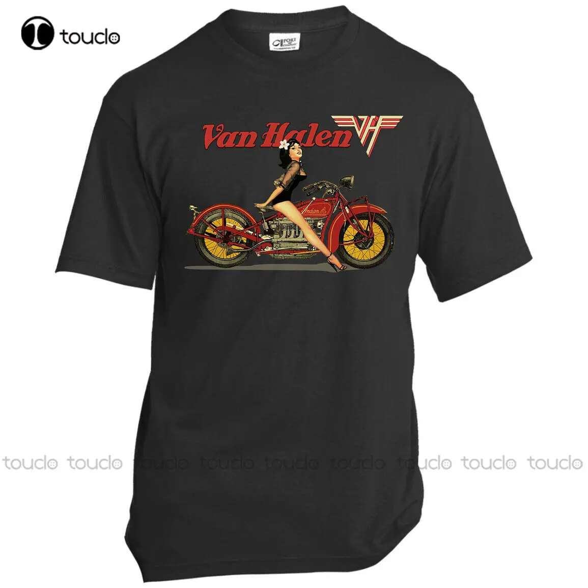 New Design Van Halen Tour 2012 Motorcycle Girl Pinup T-Shirt Unisex T-Shirt Summer Shirts For Women Custom Aldult Teen Unisex