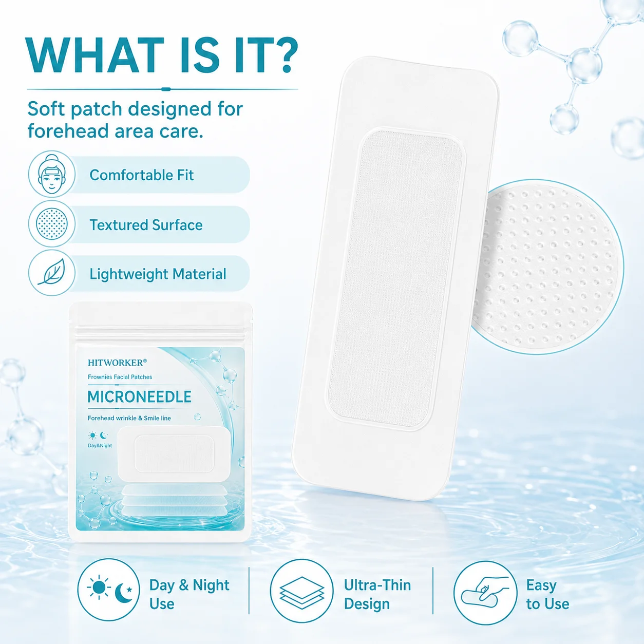 Patch de beauté doux pour le front, 10 pièces, patch de soin à micro-texture pour la routine de beauté quotidienne et la préparation du maquillage