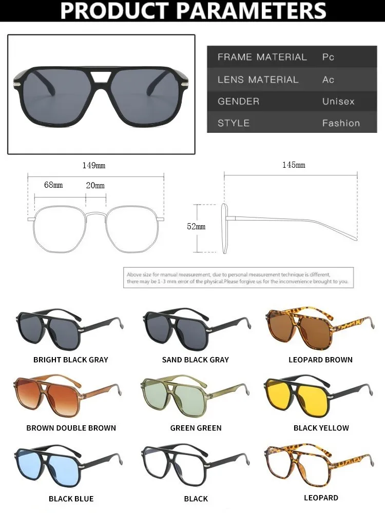 موضة مزدوجة شعاع برشام مربع النظارات الشمسية النساء الفاخرة العلامة التجارية مصمم ريترو مستطيل الشمس الزجاج خمر نظارات الظل الإناث #4