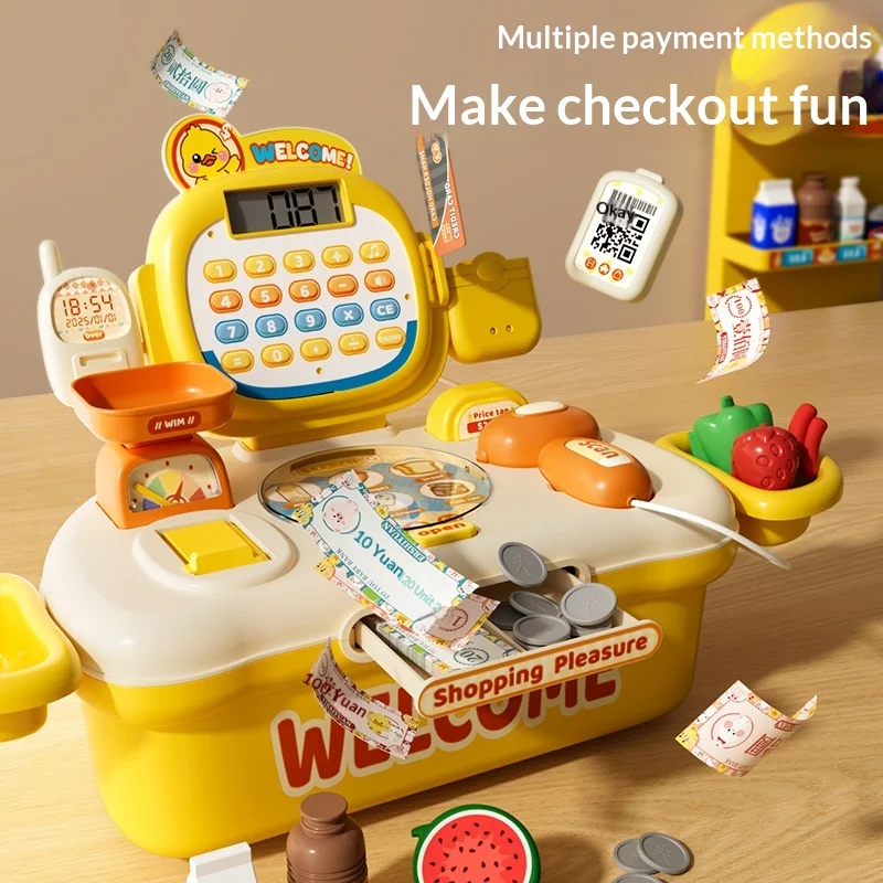 Simulation Cash Register Pretend Play Supermarket Intelligent Induction Weighing Large Capacity Storage Multiple Payment Gift