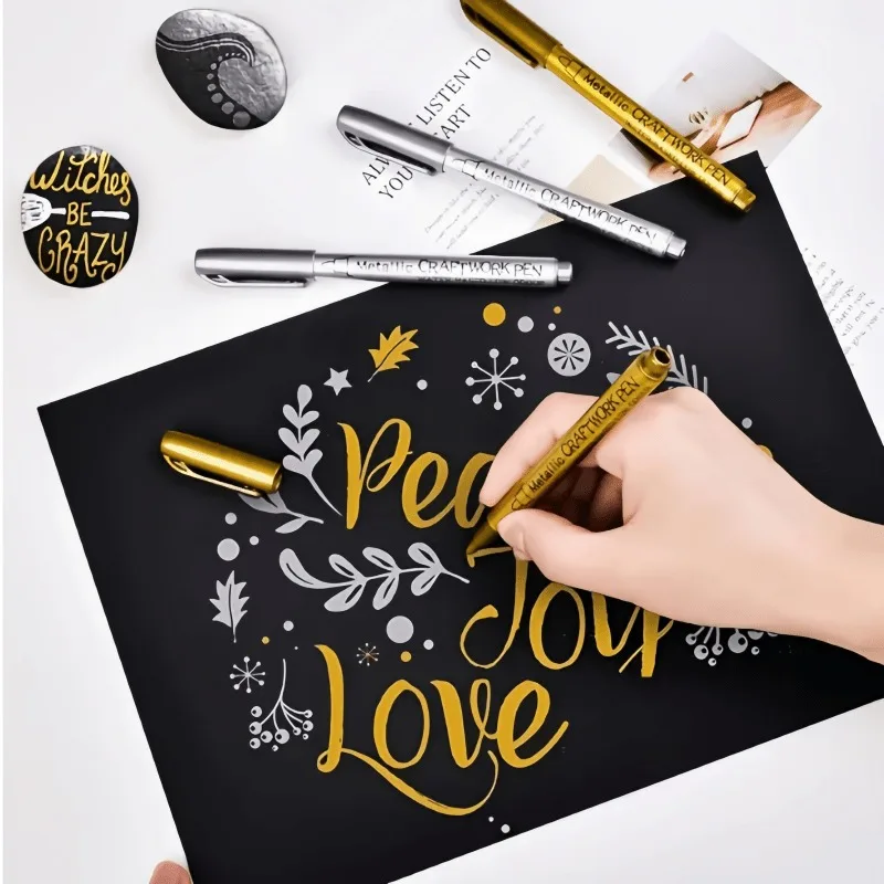 5/10pcs Multicolor Metal Marker Pens for Art Painting Metallic Color on Black Paper DIY Card Making Photo Album Crafts