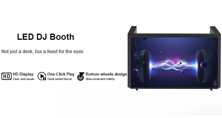 360SPB 6FT LED Portable Standing DJ Booth- Easy-to-Move Standing DJ Console With LED Video Wall Screen For Live Performances