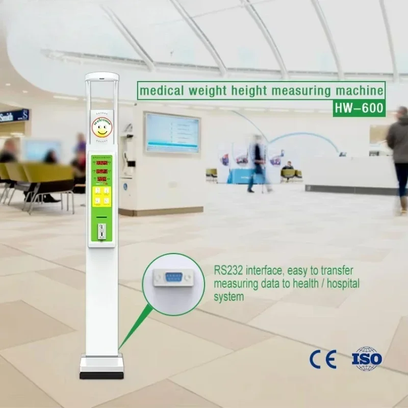 Body Height Scale Coin-operated B.M.I. Support Steel Material Light Emitting Diode Motor