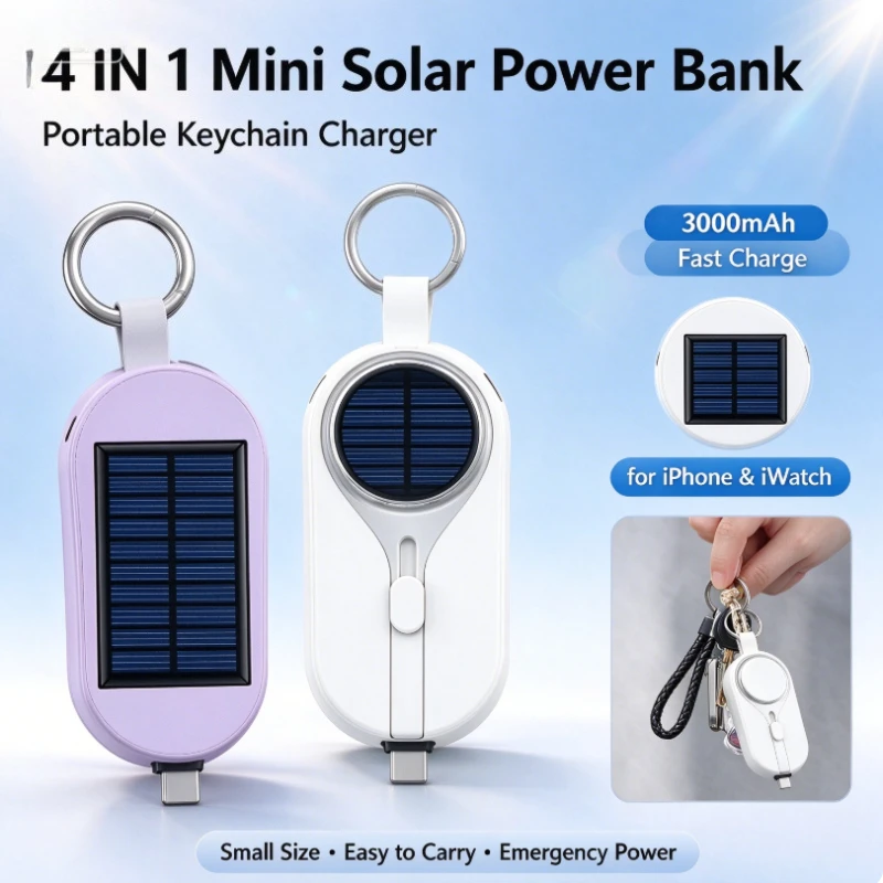 Mini Solar Power Bank 3000mAh Wireless Charger for Apple Watch iPhone Huawei Xiaomi Samsung External Battery Charger Powerbank