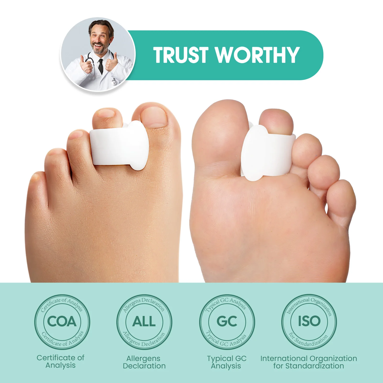 2 Pz/paia Separatore Della Punta Del Silicone Borsite Alluce Valgo Correzione Dita Dei Piedi Sovrapposizione Ortopedia Piede Assistenza Sanitaria Morsetto di Protezione