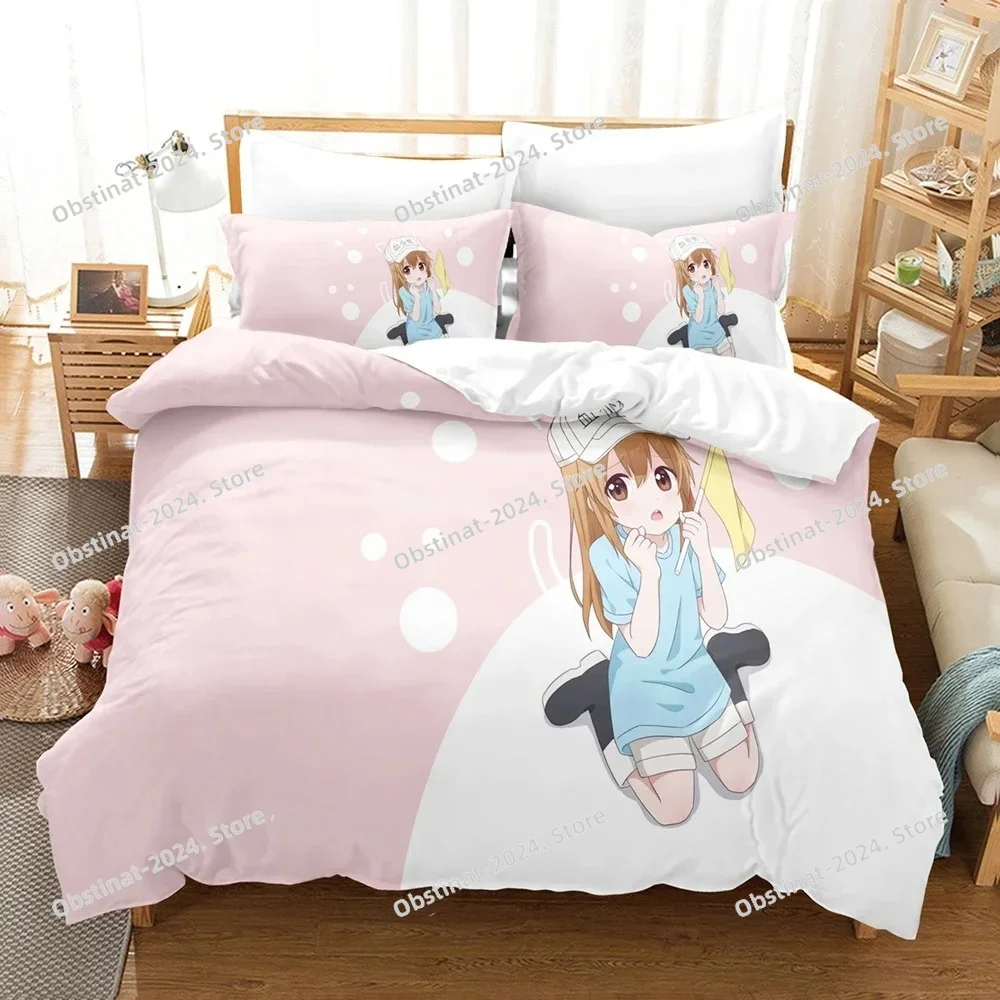 3d Print Cells at Work Cartoon Characters Image Bedding Set Duvet Cover Sheet Pillowcase Soft Quilt Cover Full Queen King Size