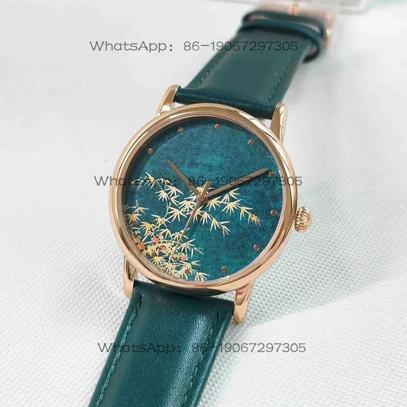 National Style Golden Bamboo Dark Green Retro Fashion Watch Boys and Girls
