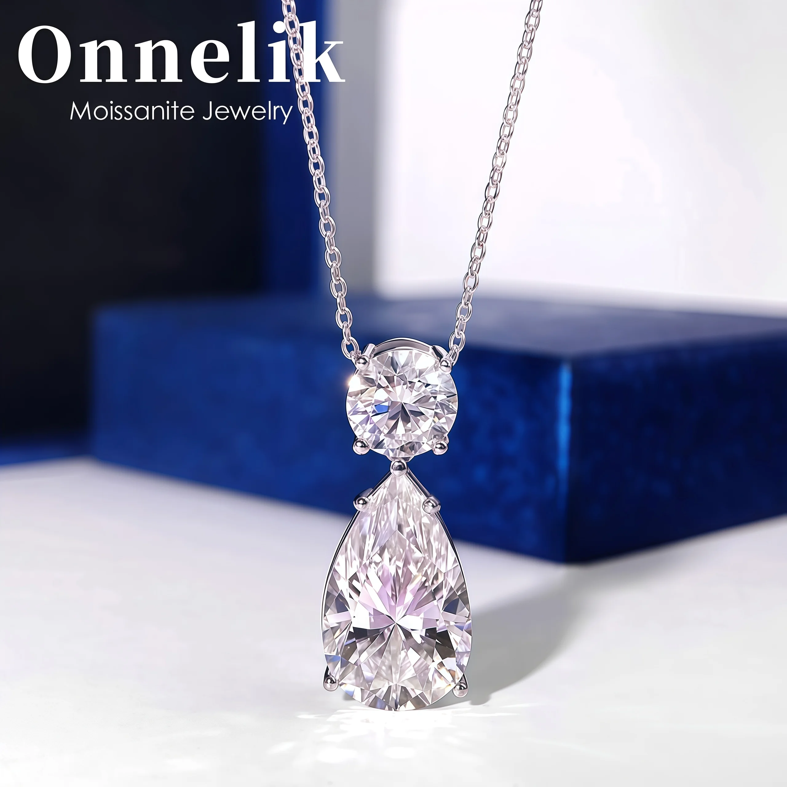 

Onnelik 8CT D Color Water Drop Moissanite Necklace Pendant for Women S925 Sterling Silver Sparkling Wedding Party Fine Jewelry