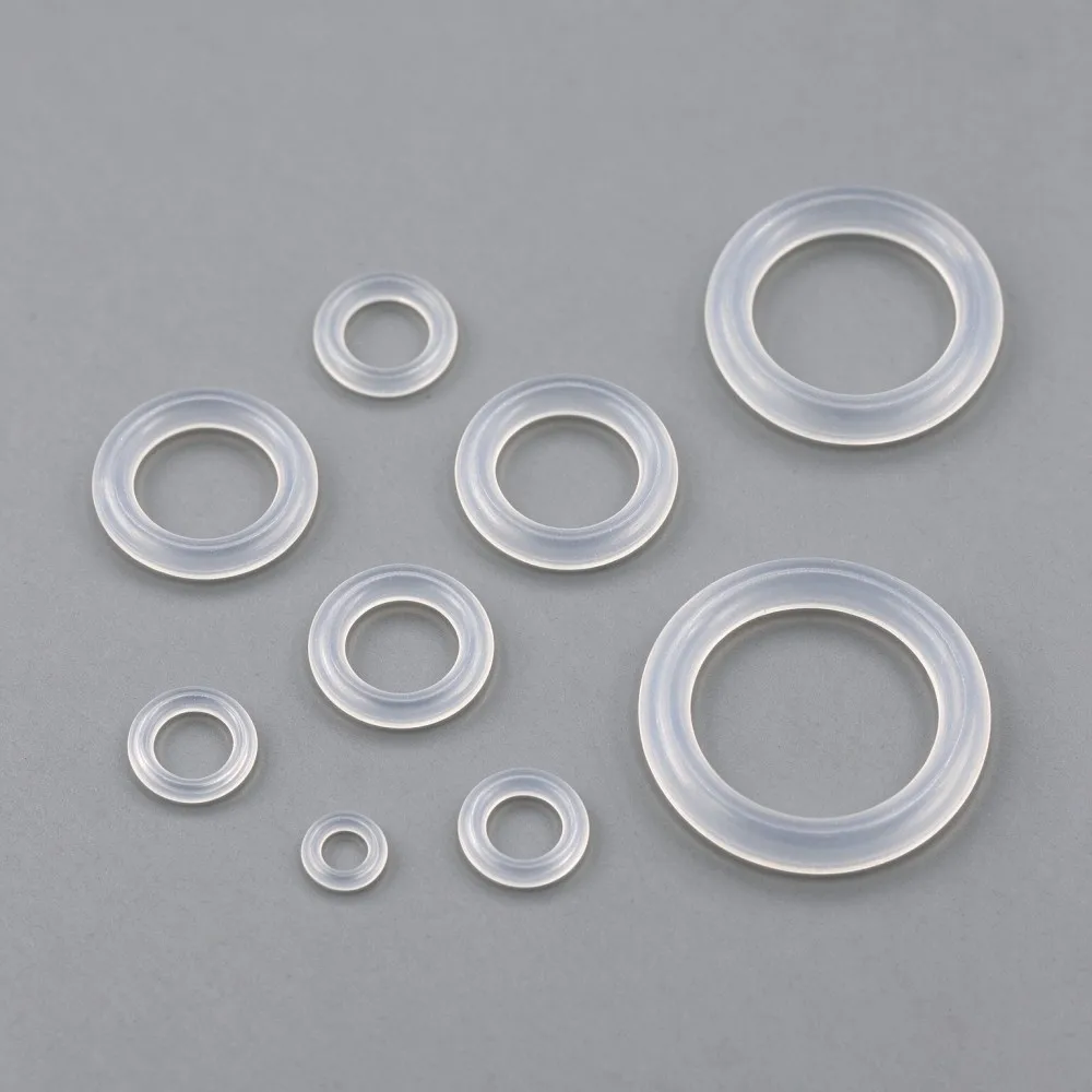 Food Grade White VMQ Silicone O Ring Kit  High Temp Resistant Non-Toxic Sealing Gaskets CS1/1.5mm OD4-10mm Seal Rings 250Pcs