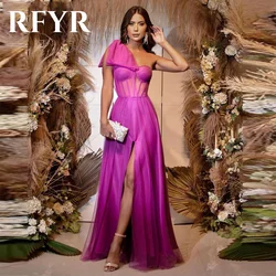 RFYR Grape Net Formal Dresses One Shoulder Party Dress For Wedding Beach Special Occasion Dresses with High Split robe soirée