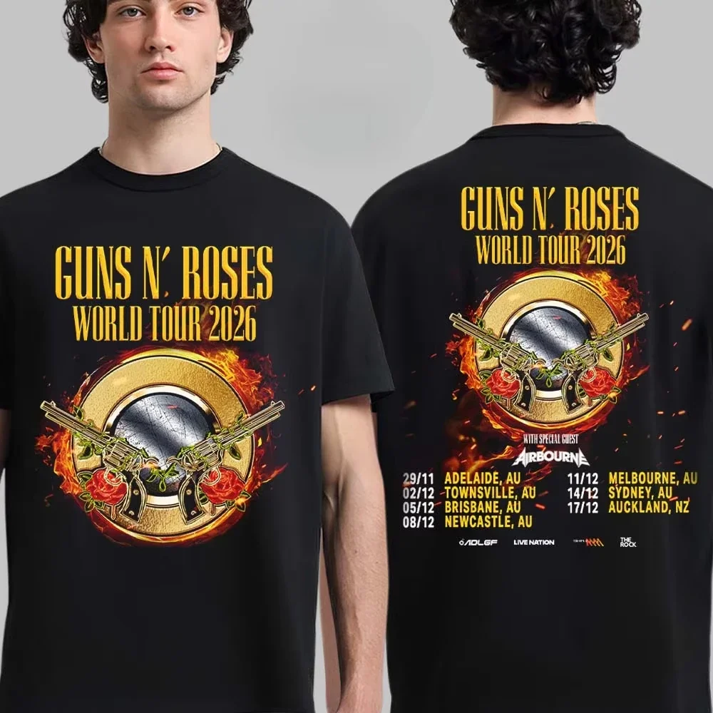 2026 Summer Guns N Roses Cotton Band T-shirt Men and women Summer Short Sleeve Fashion Brand Tee Luxury Casual Vintage T-shirt
