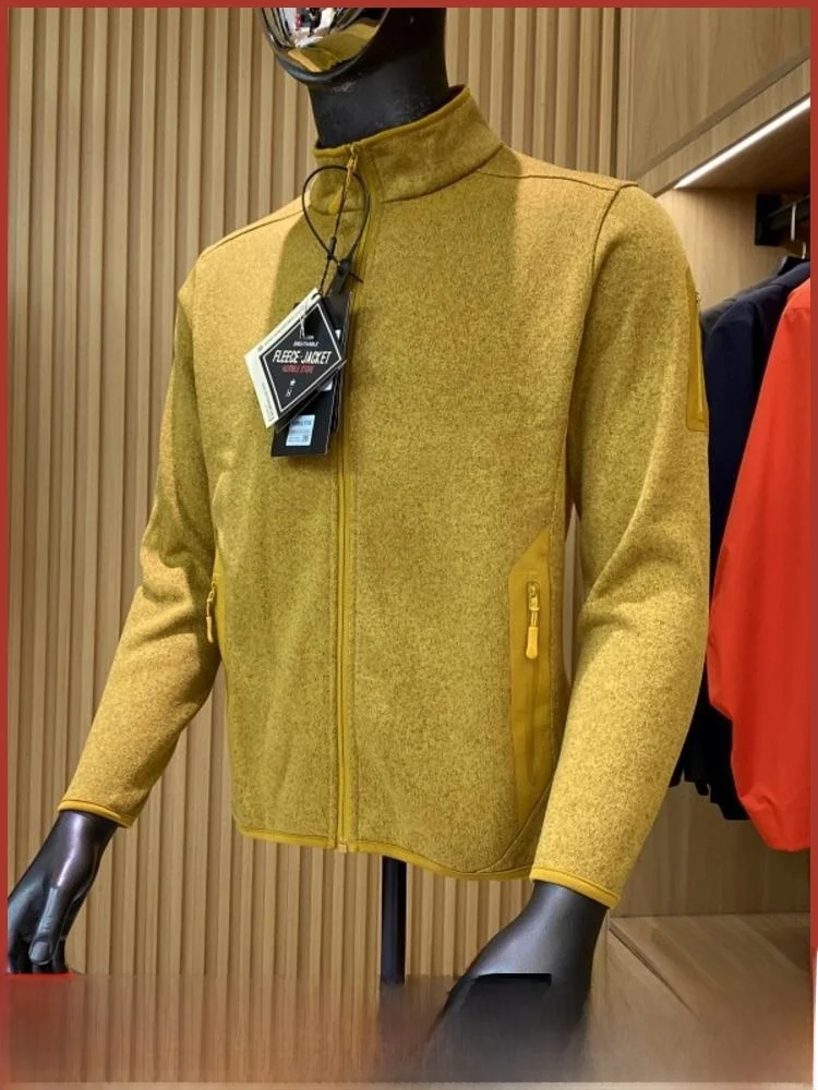 

High-End Outdoor Casual Knitted Stand Collar Cardigan Jaet for Men And Women Warm Middle Layer Zipper Stand Fit Long Sve