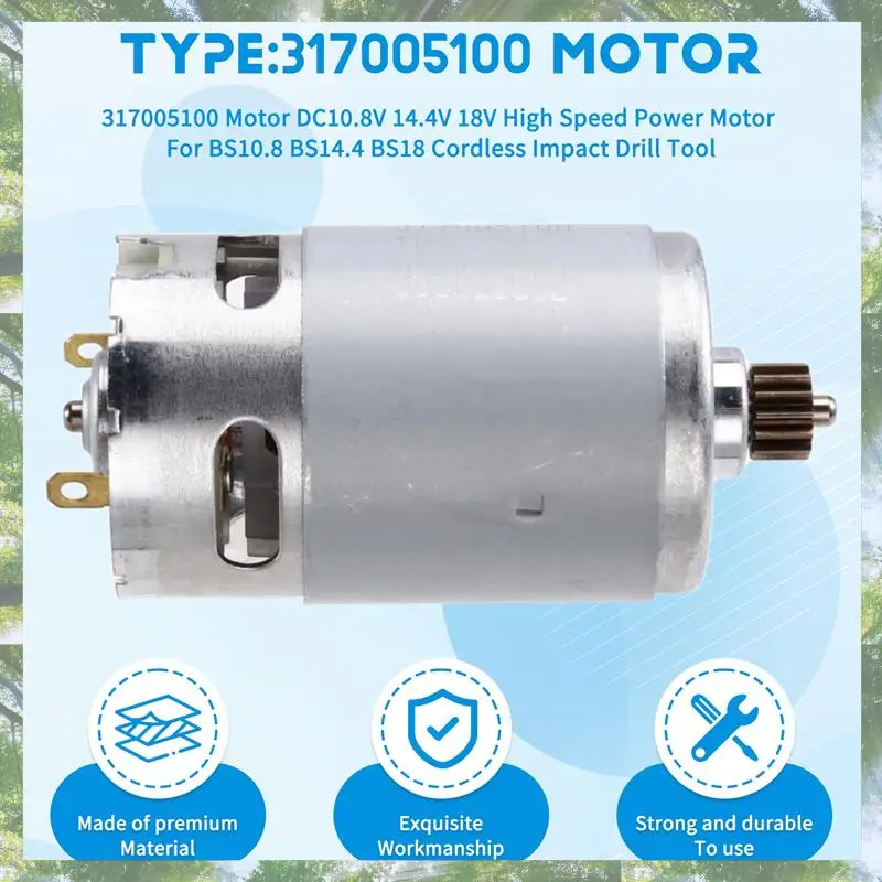 

Premium-317005100 Motor DC10.8V 14.4V 18V High Speed Power Motor For METABO BS10.8 BS14.4 BS18 Cordless Impact Drill Tool