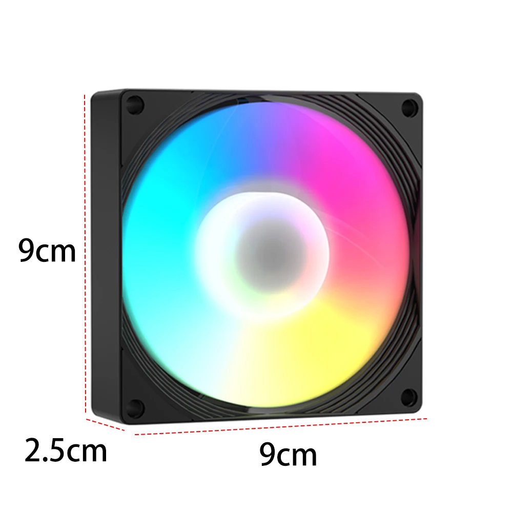 9 cm leiser PWM-Computerlüfter, 800–1800 U/min Geschwindigkeit, leiser Lüfter, 4-poliger RGB-PC-Lüfter für Computergehäuse und Flüssigkeitskühler