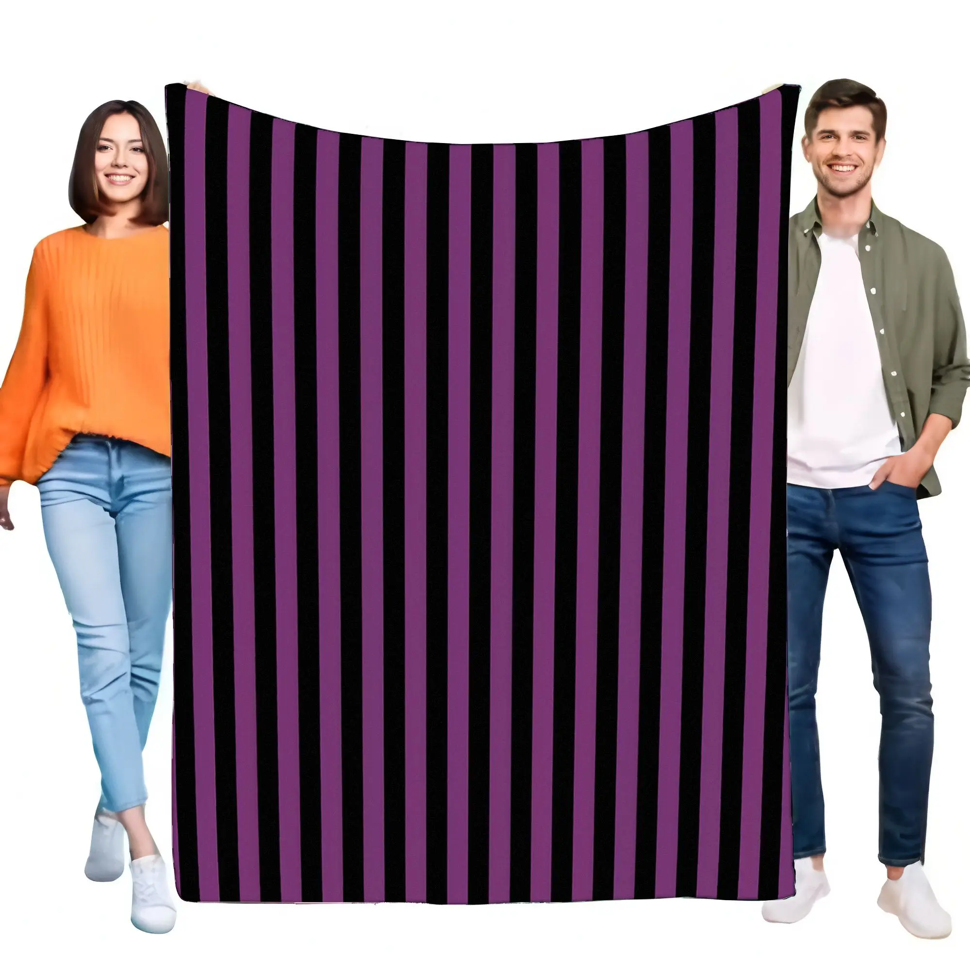 Striped Blanket Soft Cozy Throw for Bed and Sofa, Lightweight Fleece Design Perfect for Home Decor, Stylish Warm Gift for Birthd