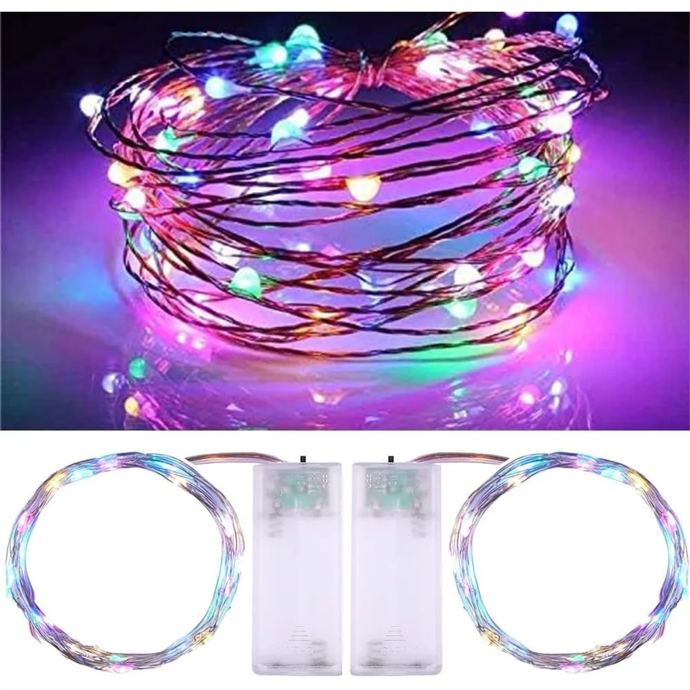 

LED String Lights 20ft 60 LED Battery Powered Copper Wire Fairy Lights For Indoor Outdoor Decorations Multicolor 2 Pack