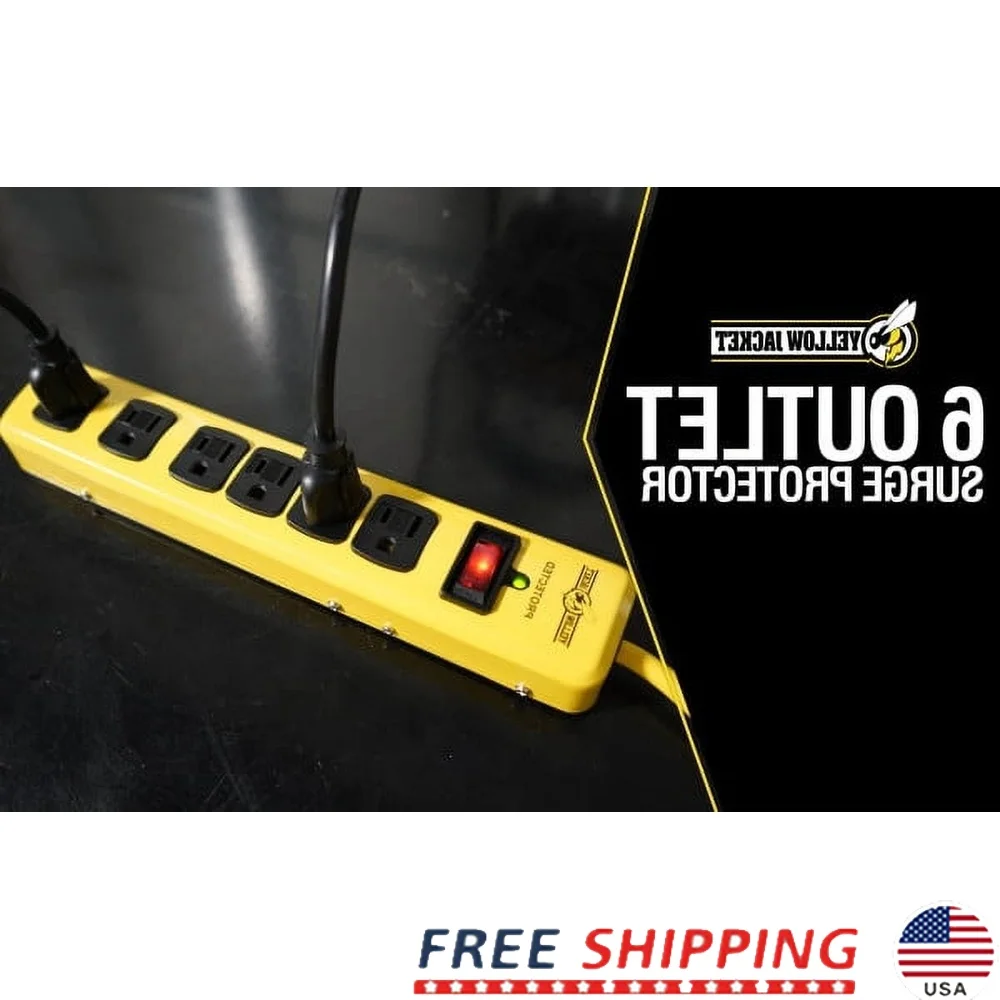 

1440 Joules 6-Outlet Metal Surge Protector Strip 15 ft Cord Heavy Duty Power Strip Home Office Equipment