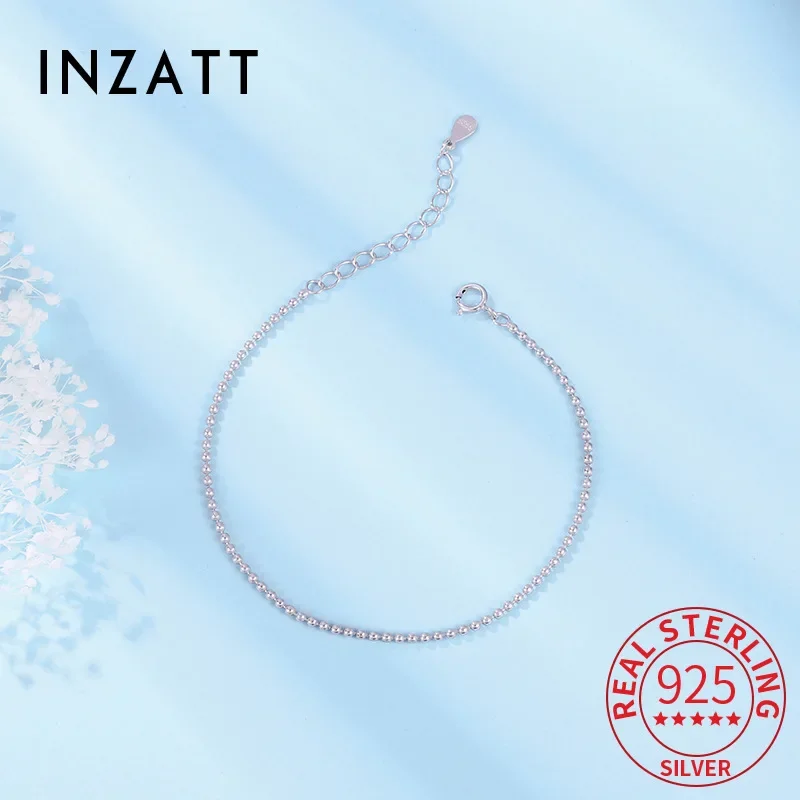 

INZATT настоящее серебро 925 пробы браслет-цепочка из бисера для женщин классические ювелирные изделия минималистичные аксессуары