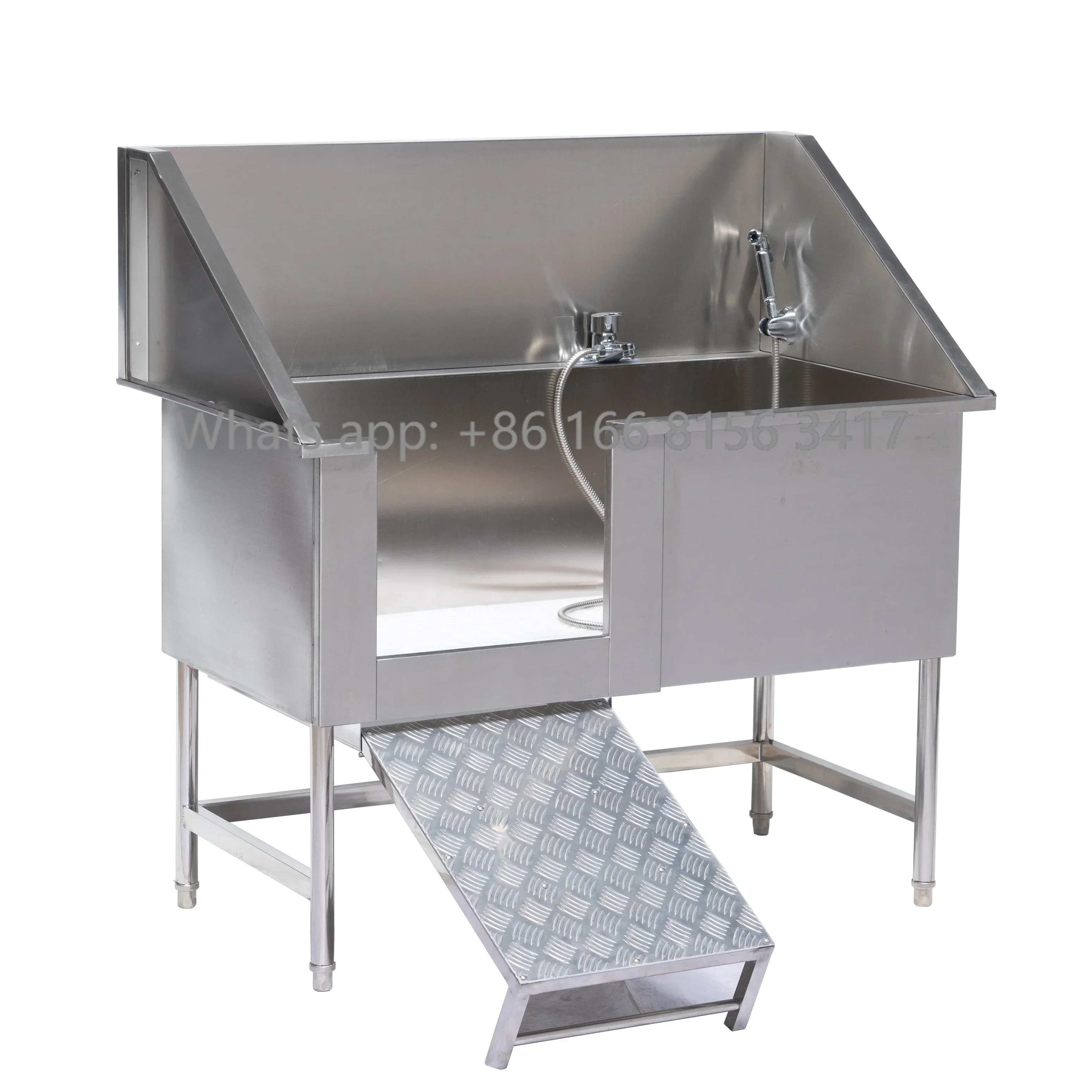 

Animal Shop Pet Grooming Stainless Steel Bath Tub Puppy Washing Shower Station Dog Bathtub With Ramp