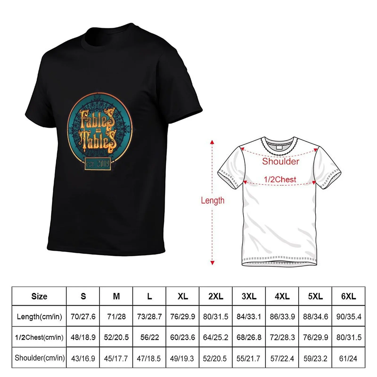 Fables on Tables 2021 logo (with date) ON BACK T-Shirt Fashion Simple Casual Tee Shirt