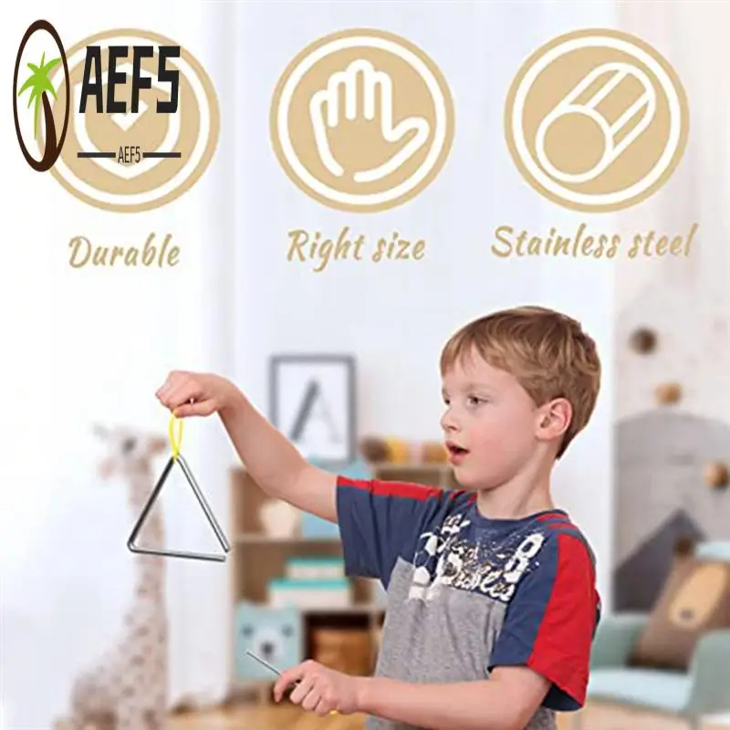 

AEF5-10 Piece Musical Steel Triangle Percussion Instrument Triangle Hand Percussion Triangle For Children Adult (6Inch)
