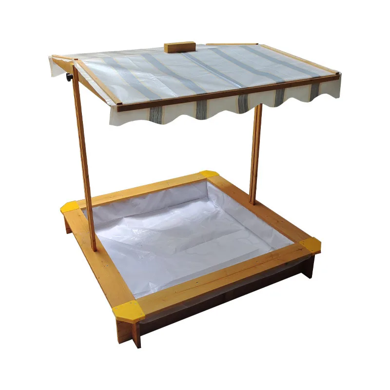 Piscina de arena de madera maciza para niños al aire libre, piscina de arena, instalaciones de diversión para jardín de infantes, juego de arena pequeño para interiores para el hogar del bebé