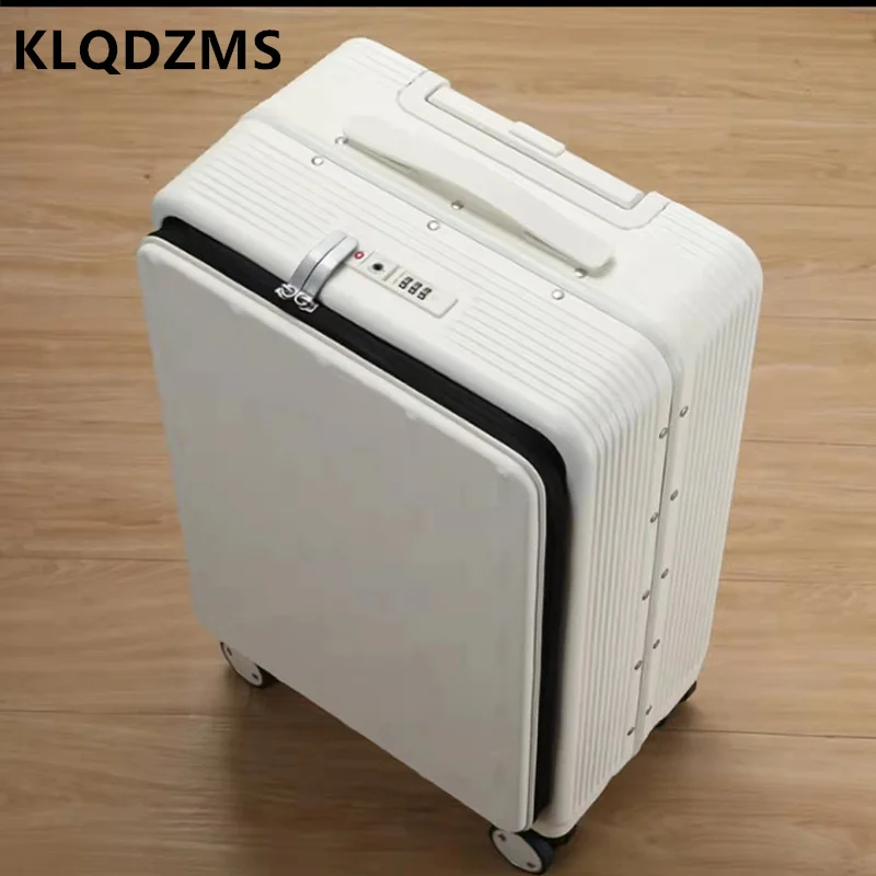 KLQDZMS Front Opening Luggage Female 24-Inch Trolley Case Thick And Durable Mute Lightweight Password 20" Boarding Case