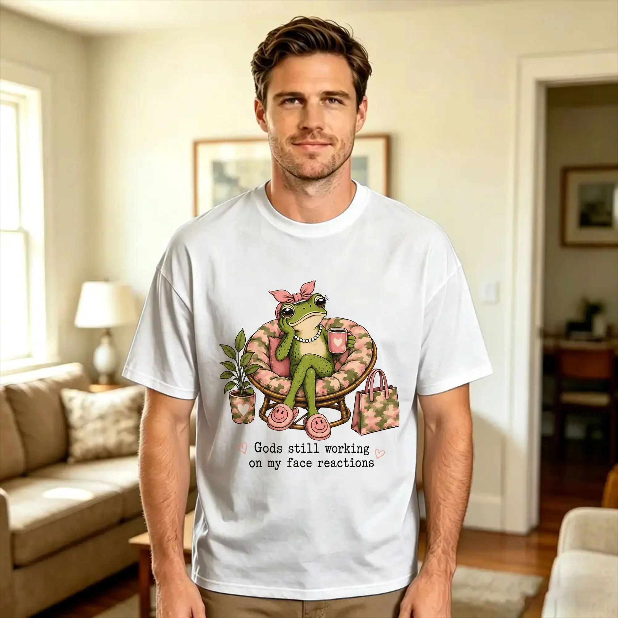 Harajuku T-Shirt Summer Gods Still Working On My Face Reactions Classic Fashion T-Shirts  100 Cotton Tshirt for Mens Clothing