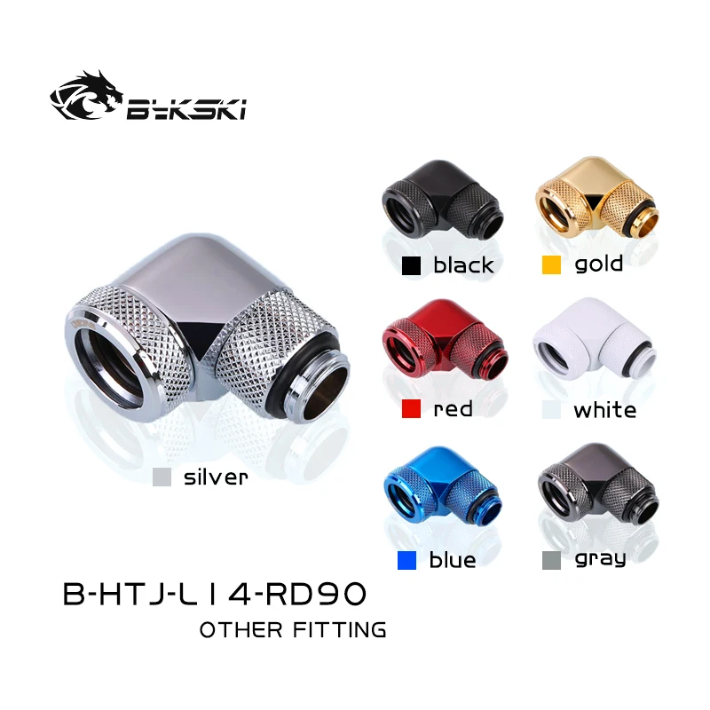 Bykski B-HTJ-L14-RD90,G1/4'' Male To Female 90 Degree Rotating Fitting for OD14mm Rigid Tubing,M-F Hard Pipe Connector