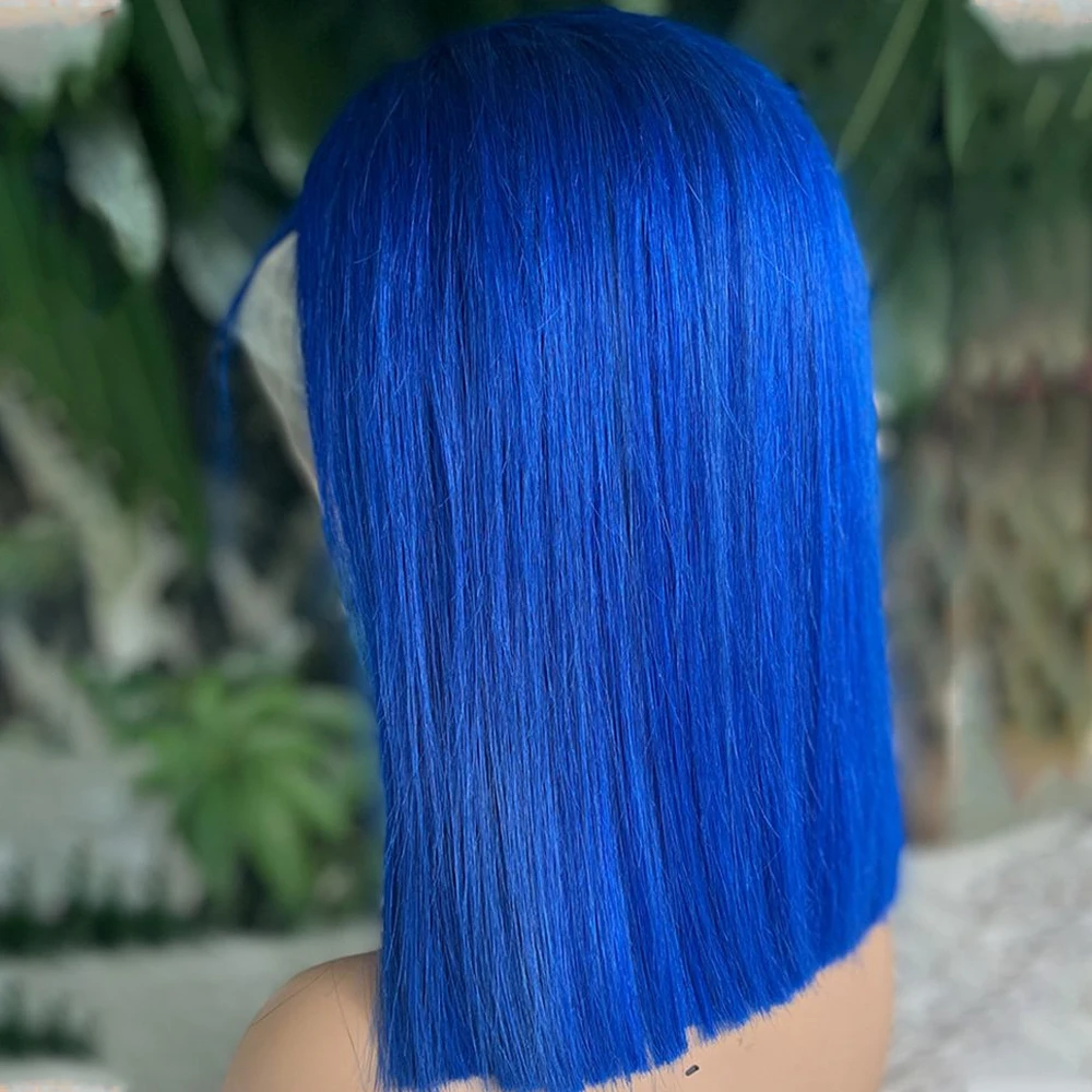 Blue Shot Bob Human Hair Wigs 13X4 Lace Frontal Wig Human Hair Brazilian Hair Wigs For Black Women 180 Density - Image 2