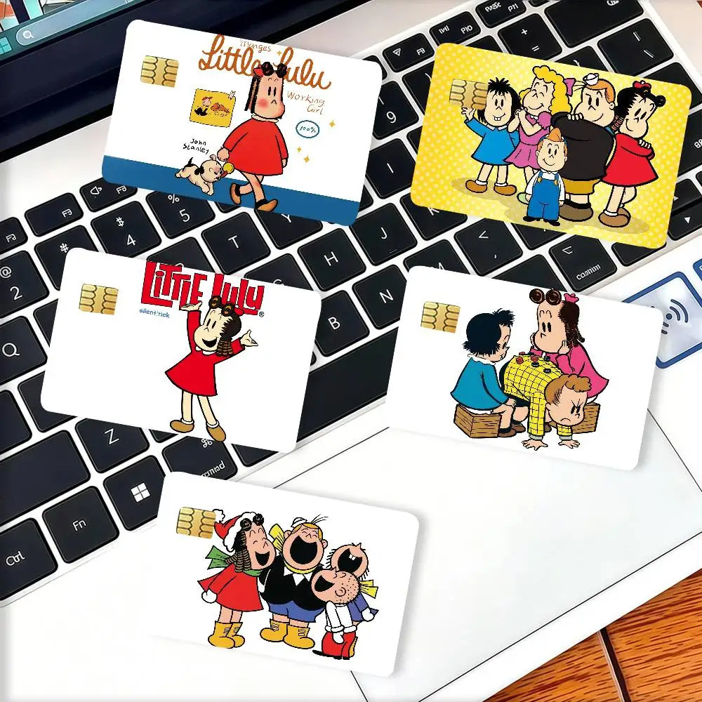 Cartoon The Little Lulu Show Credit Card Decorative Card Stickers Suitable For Bank Cards Metro Transit Anti-scratch Gift 4PCS