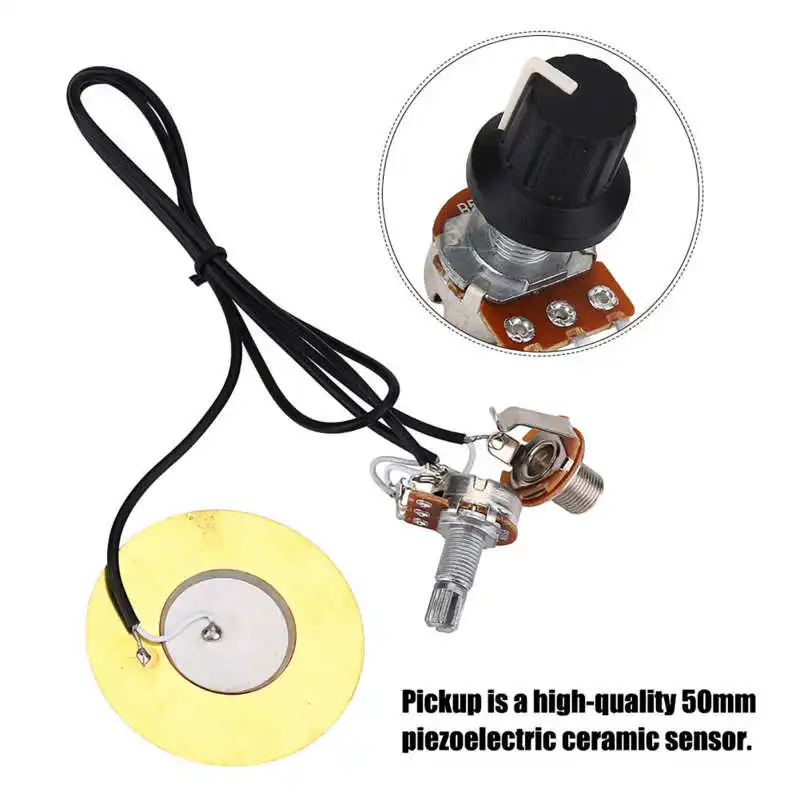 50mm Metal Pickup Piezo Contact Microphone Transducer Prewired Amplifier Pickups with end pin jack for Mandolin Guitar Accessory
