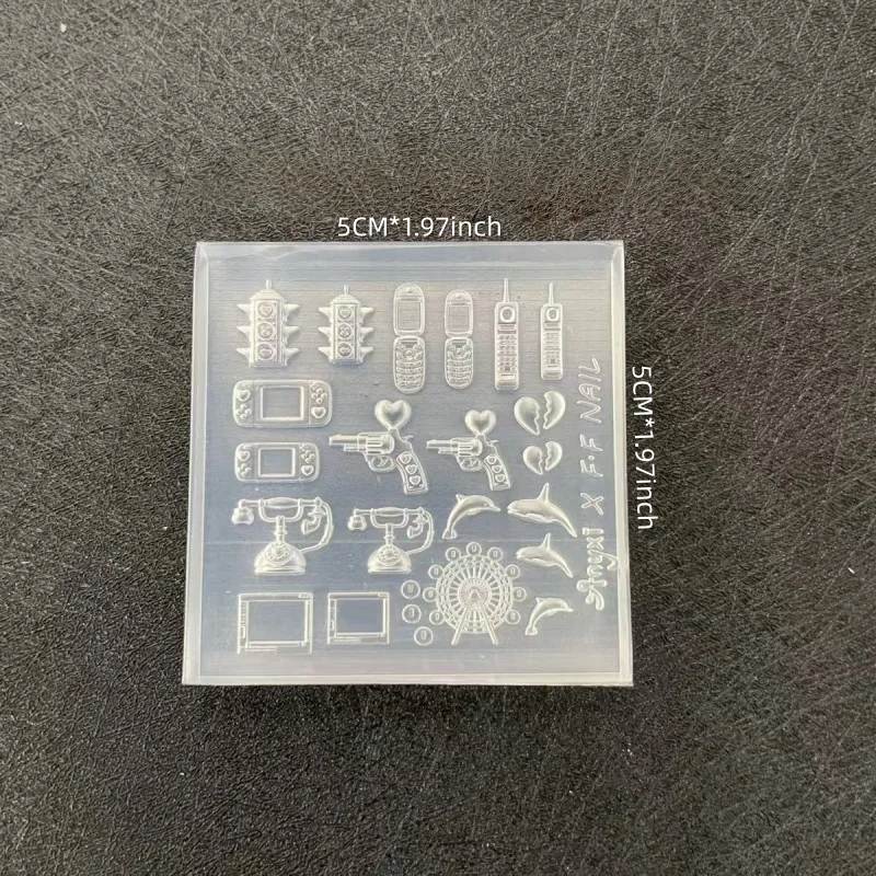 แม่พิมพ์ทำเล็บซิลิโคน กล้องถ่ายรูปขนมการ์ตูนน่ารัก ชิงช้าสวรรค์ในฝัน โทรศัพท์ แม่แบบทำเล็บ 3 มิติ DIY