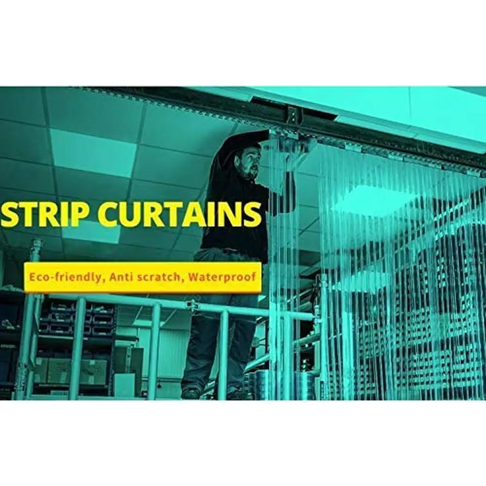 16PCS Standard Clear PVC Curtain Strip 96"x96" 0.08" Thickness Eco-Friendly Waterproof Strip Door Curtain with 56% Overlap 8'x8'