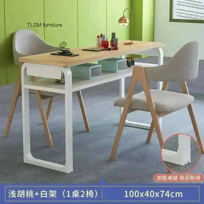 Iron Wrought Japanese Simple Professional Nail Tables Manicure Table Fashion Salon Furniture Beauty Salon Double Table Chair F