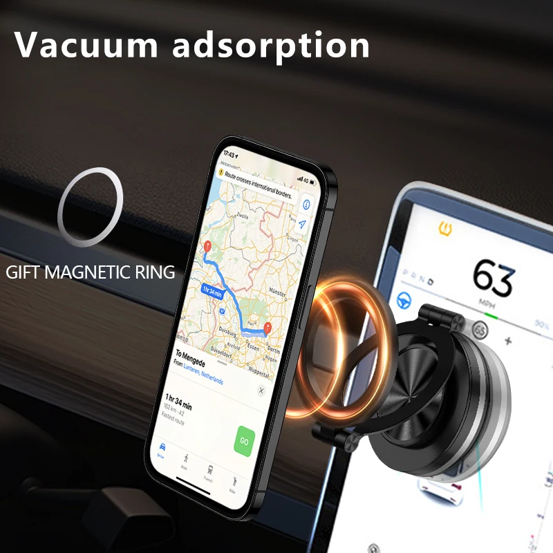 360 ° Rotatable vacum car holder for iPhone Samsung Xiaomi magnetic car mount vacuum Magnetic N55 Strong Magnet phone holder