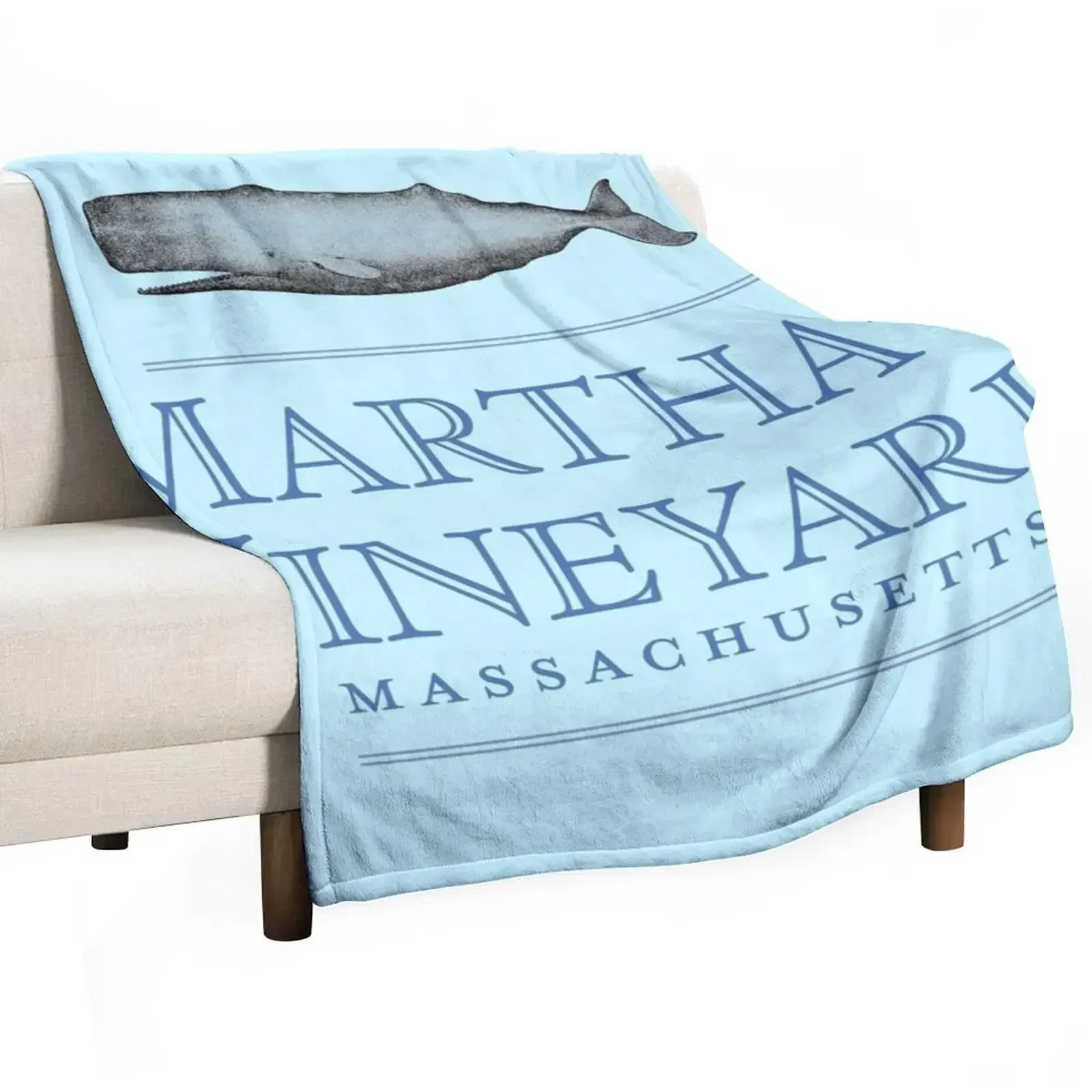 

Martha's Vineyard Massachusetts Vintage Whale Design Throw Blanket Cute christmas decoration Sofa Throw Hairy Blankets