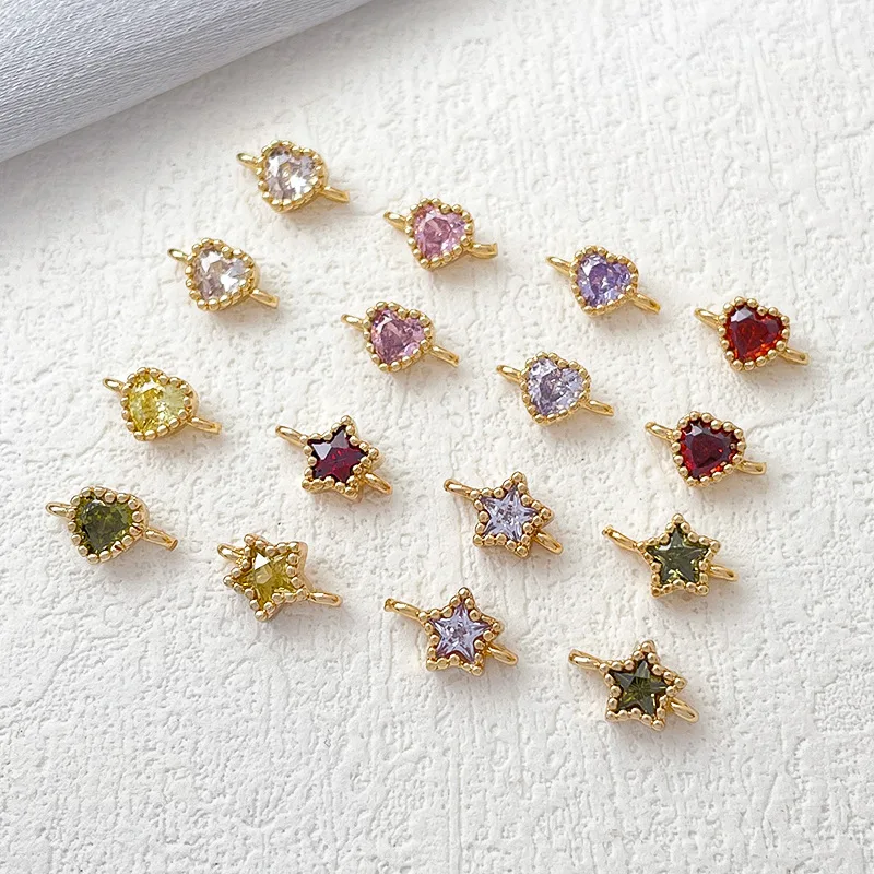 

Mini Crystal High Quality Stainless Steel Colorful Pendant Star Flower Charm Pendant for Bracelet Necklace DIY Jewelry